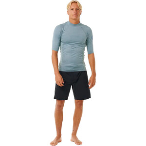 2024 Rip Curl Mnner Dawn Patrol Performance UPF Kurzarm-Lycraweste 14BMRV - Mineral Blue